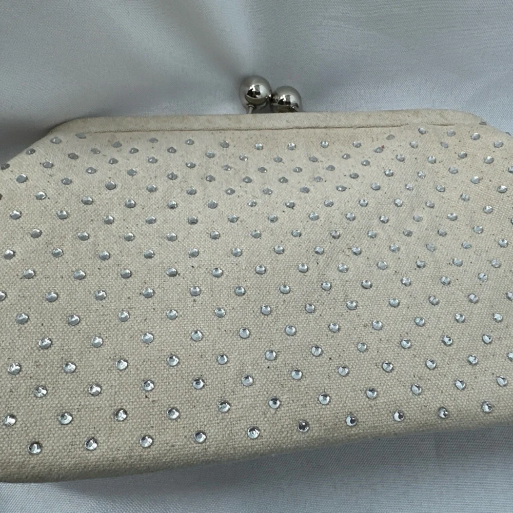 J. Crew Cream Crystal-Embellished Clutch with Chain